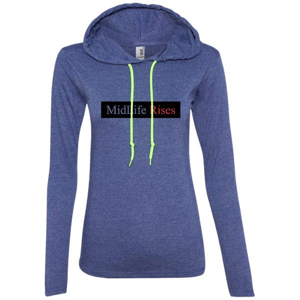 Midlife Rises Without Logo - 887L Anvil Ladies' LS T-Shirt Hoodie
