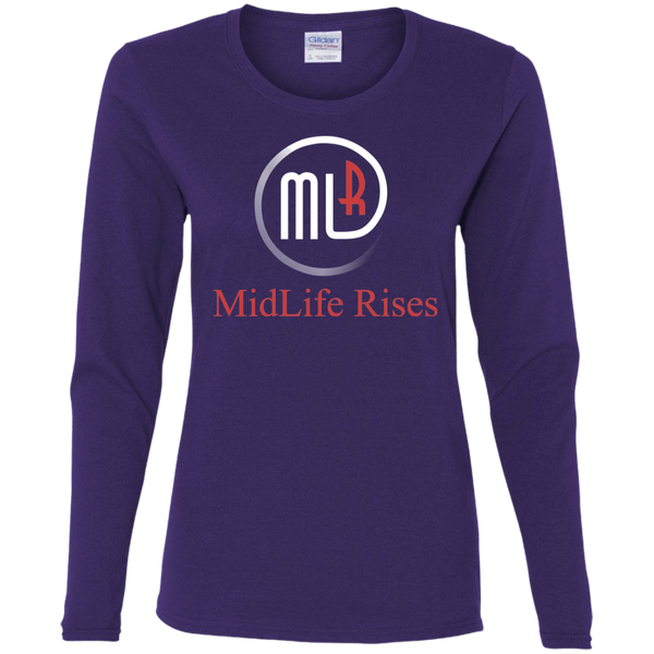 Midlife Rises With Logo - G540L Gildan Ladies' Cotton LS T-Shirt