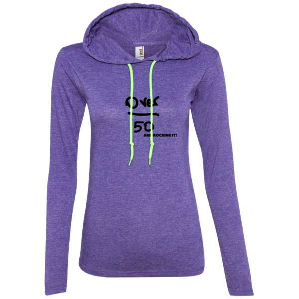 Over 50 and Rocking It - 887L Anvil Ladies' LS T-Shirt Hoodie