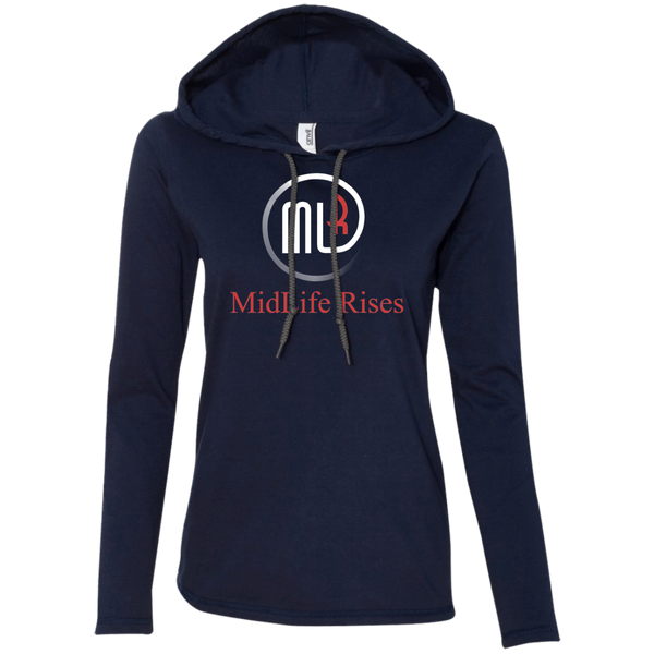Midlife Rises With Logo- 887L Anvil Ladies' LS T-Shirt Hoodie
