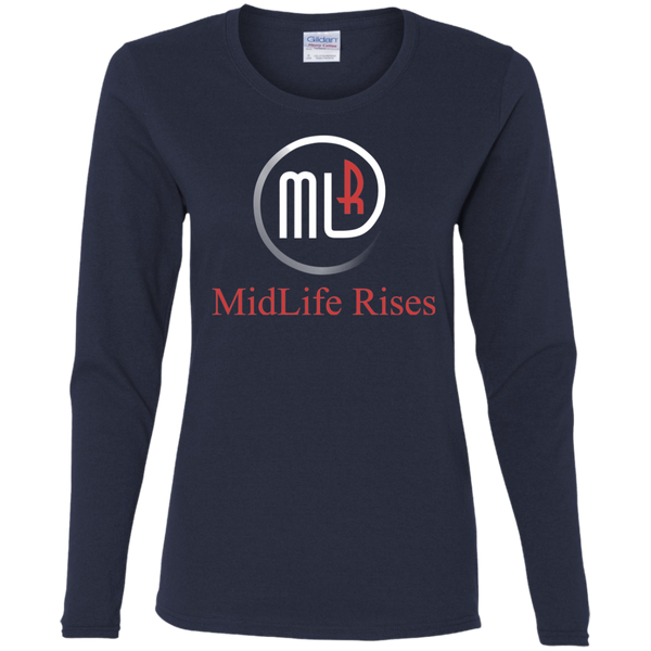 Midlife Rises With Logo - G540L Gildan Ladies' Cotton LS T-Shirt