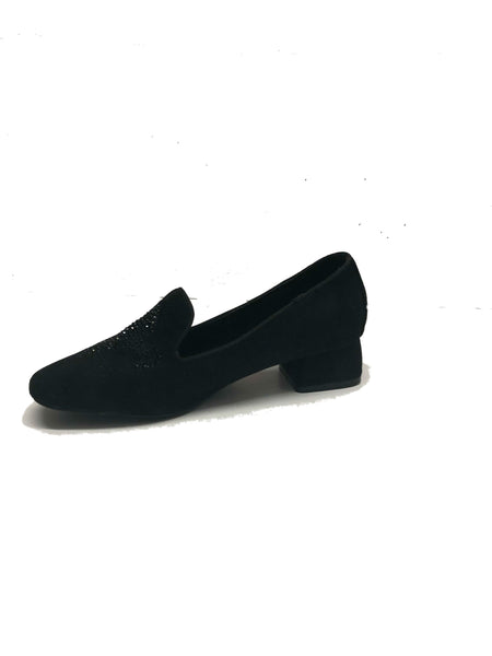 Faux Suede Slip-on Shoes With Rhinestones