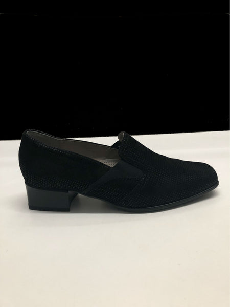 Black Laser Print Slip-On Shoes