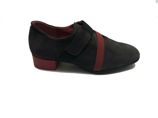 Stylish Grey and Red Suede Shoes